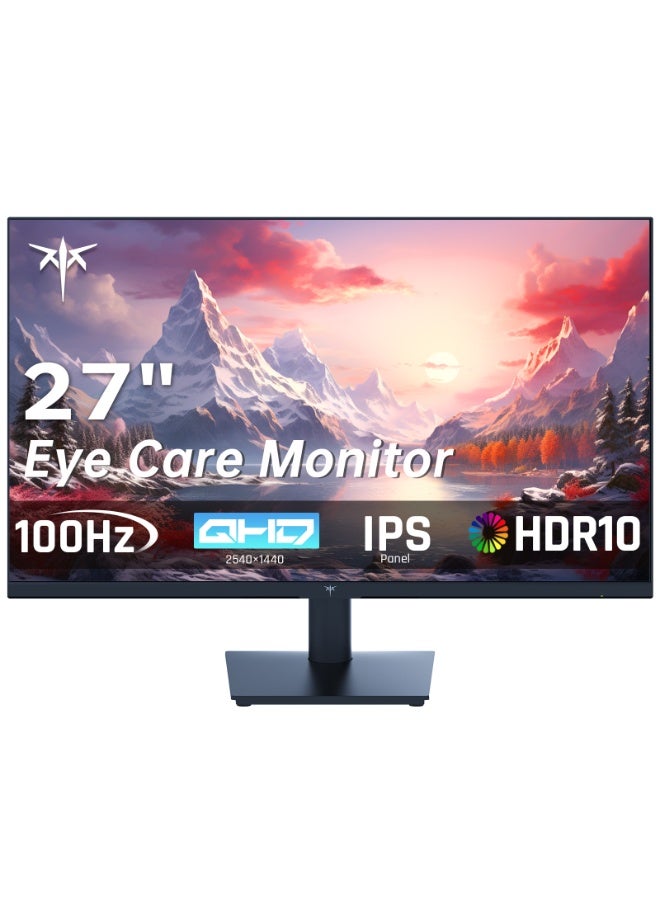 KTC 27 Inch QHD Computer Monitor, 2K 100Hz IPS Gaming Monitor, 1440P Frameless Eye Care PC Office Monitor with HDMI/DP, FreeSync & G-Sync, HDR10, VESA, Tilt Adjustable - Image 1
